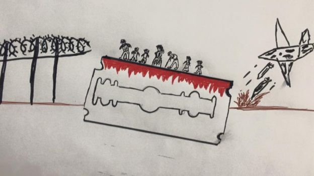 بالصور: أطفالٌ يرسمون مآسيهم مع البحر في رحلة اللجوء إلى أوروبا